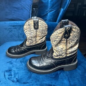 Justin Gypsy Zebra Print Ostrich Leather Cowgirl Boots L9806 Women’s Size 7 B